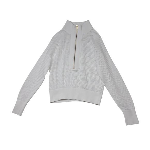 Varley Sweaters - Varley Aurora Half Zip Sweater Women's XS White Activewear Open Knit High Neck